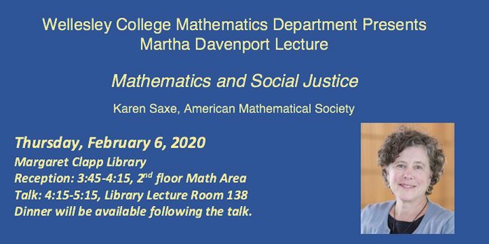 Prof. Karen Saxe gives lecture on Mathematics and Social Justice