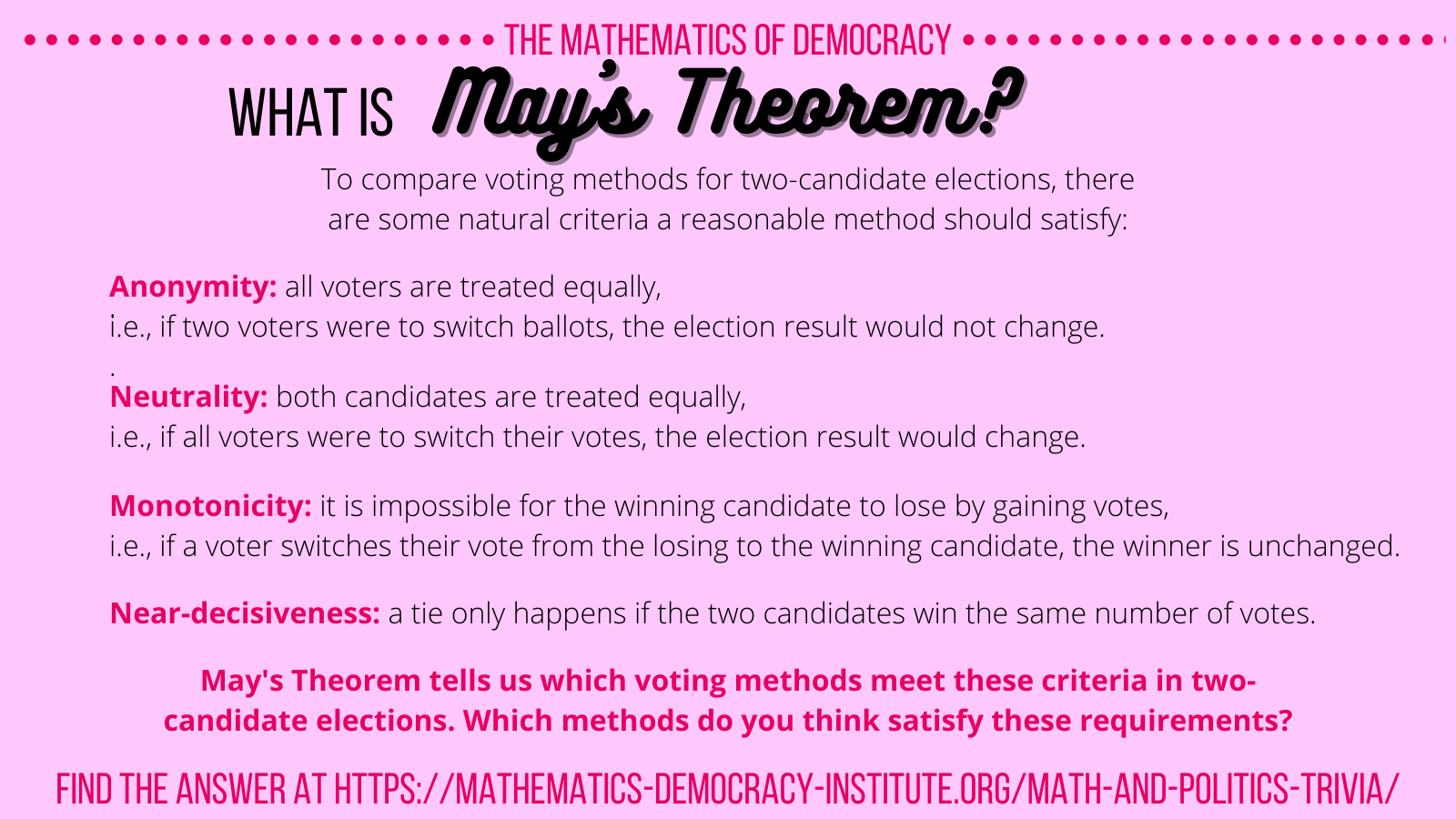 Voting Tie Breakers. With each method described – plurality method